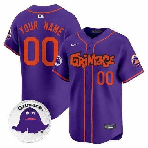 Men's New York Mets Active Player Custom Purple Grimace V2 Vapor Limited Stitched Baseball Jersey